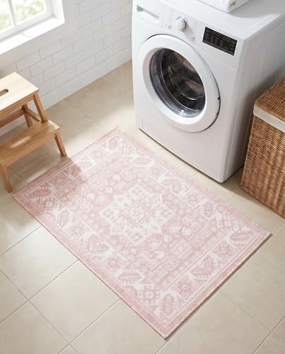 Rugs.com - Outdoor Aztec Rug – 2' x 3' 1 Pink Washable Indoor/Outdoor Rug – Perfect for Patio, Porch, and Entryway - Image 4