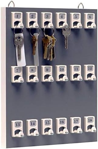 Key Rack #18PGS Key Rack with 18 Numbered Hooks for Small Businesses or Residential (18 Sets of Tag & Ring Included) - Made in USA - Image 2