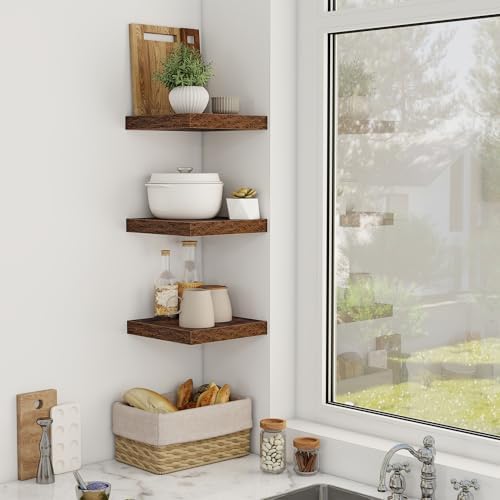 Acovy 12 Inch Floating Shelves, 12" Deep Floating Shelf Wall Mounted, 12" Wall Shelves, Rustic Deep Bookshelf, Extra Deeper Display Shelves & Storage Shelves for Bedroom, Living Room, Set of 3 - Image 2