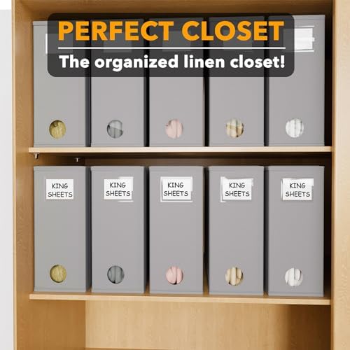SpaceAid 10 Pack Bed Sheet Organizers and Storage, Foldable Sheet Organizer for Linen Closet, Sheets Set Folder Keeper with Window XL (Queen & King Size) Organizing Bedding Container, Gray - Image 5