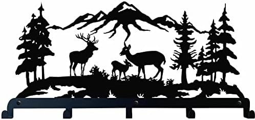 DEKADRON Wall-Mounted Coat Rack, Metal Wall Hanger, Deer Family Metal Coat Rack, Wall Mount Hanger, Home Decoration, Hat Rack, Key Rack, Entryway Coat Hooks, Metal Rack, Coat Hook, 24x13 Inches by DEKADRONMetalWallArt