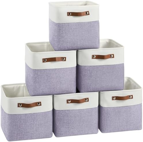 FinishingBo 11 inch Cube Storage Bin 6 Pack, Cube Organizer Bins by SimplifySpaceSimplifyLife