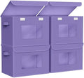Univivi Fabric Foldable Storage Bins with Lids, 4 Pack, Purple by Univivi