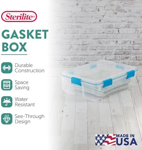 Sterilite Gasket Storage Box with Lids for Home & Office, 37 Quart, 4-Pack - Image 2