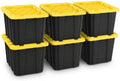 6-Pack 27Gal Stackable Storage Bins with Lids, Heavy Plastic, Black Yellow by Unknown