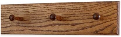 Solid Oak Xtra-Wide Shaker Peg Rack -Made in The USA - Chestnut Stain 18 x 4.5 Inch Xtra Wide with 3 Pegs by PEG+AND+RAIL