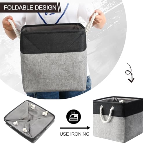 meekoo 8 Pack Fabric Storage Bins Baskets, 12 x 12 x 12in, Black Gray - Image 4