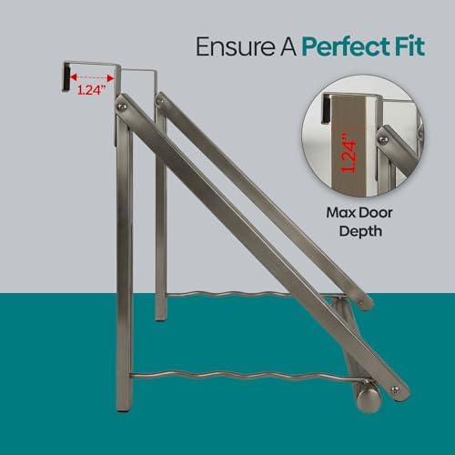 HOLDN’ STORAGE Over The Door Hanger Rack Foldable, Satin Nickel - Image 5