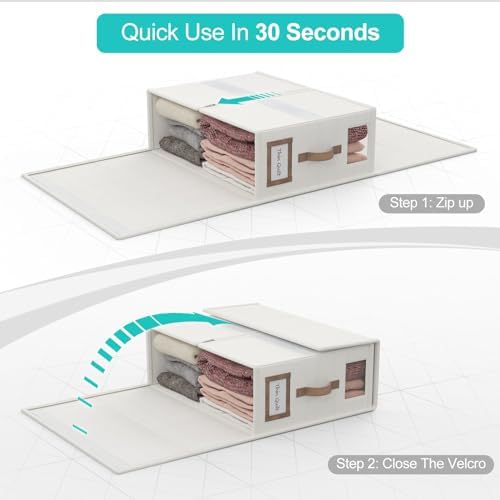 8 Pack Bed Sheets Organizers And Storage,Sheets Set Folder Keeper with Handle,Foldable Bedding Storage Box For Linen Closet,Duvet Cover(Cal King Size-5.2 Gal,White) - Image 5