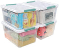 35 L Clear Large Storage Box, Plastic Storage Bins, Set of 4 by Zerdyne