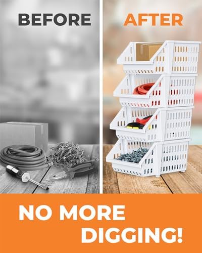 Small Stackable Storage Bins Open Front for Pantry Storage, 12 Pack - White - Image 5