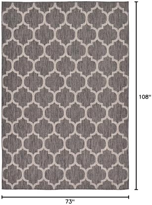 Unique Loom Outdoor Trellis Collection Area Rug (6' 1" x 9' Rectangle, Black/ Ivory) - Image 2