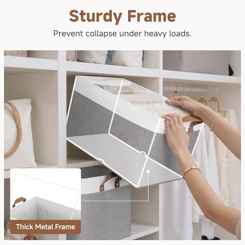 StorageWorks Fabric Storage Bins, Gray and White, Extra Large, 2-Pack - Image 4