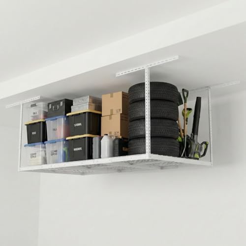 FLEXIMOUNTS 3x6 Overhead Garage Ceiling Storage Rack Organization, White by FLEXIMOUNTS