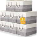 meekoo 8 Pack Fabric Storage Bins Baskets, 15 x 11 x 9.5 in, Mixed Gray by meekoo