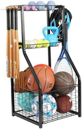 YueTong Sports Equipment Organizer for Garage Organization,Ball Storage With Basketball Holder and Ball Cart Rack,Outdoor Toy Storage with Bin for Nerf Gun,Football,Volleyball Stuf,Gym Accessories by YueTong
