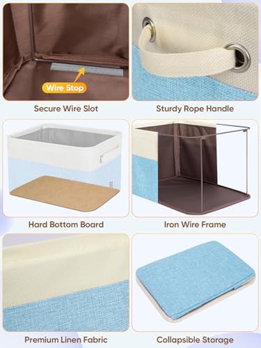 BALEINE 4 Pack Fabric Closet Storage Bins for Shelves, Linen Closet Organizers and Storage, Decorative Baskets for Organizing, Shelf, Clothes, Home, Office (Skyblue, 17''x13''x10.5'') - Image 6