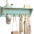 WEBI Coat Rack Wall Mount with Shelf,36" Long Entryway Wall Shelf with Hooks Underneath,9 Peg Hooks for Hanging Coats,Caps,Jacket,Clothes,Light Green by WEBI