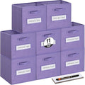 Fabric storage cubes (Set of 8) 11 Inch Cube Storage Bin, Cube storage with 8 Labels Window Cards & a Pen, Foldable cube organizer bins,11x11 Storage bin, Cubby Organizer Boxes, Purple by Artsdi