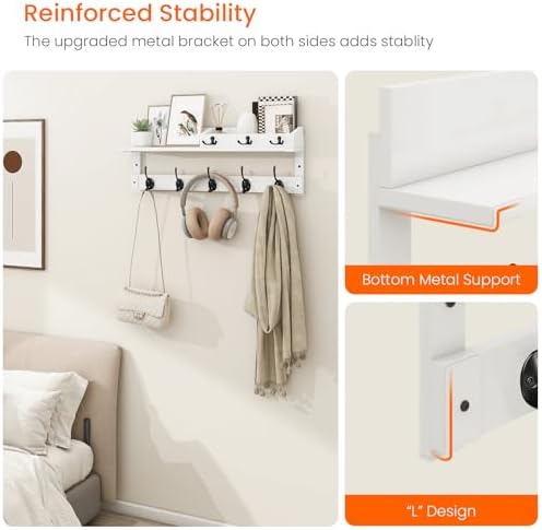 Homode Coat Rack Wall Mount with Hooks and Mail Holder - Image 3