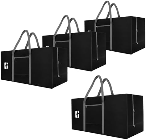 Kuber Industries Pack of 4 Durable (2 Compartments) Storage Bags For Clothes Large With Zip | Packers & Movers Under Bed Storage Organizer Box for Clothes, Blanket & Toys | Grey & Black by Kuber+Industries