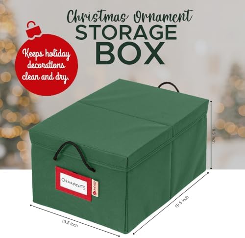 HOLDN’ STORAGE Christmas Ornament Storage Box with Dividers, Holds 72 Ornaments (3 Inch), Large Ball Storage Container with 3 Removable Trays, Durable and Portable - Green - Image 4