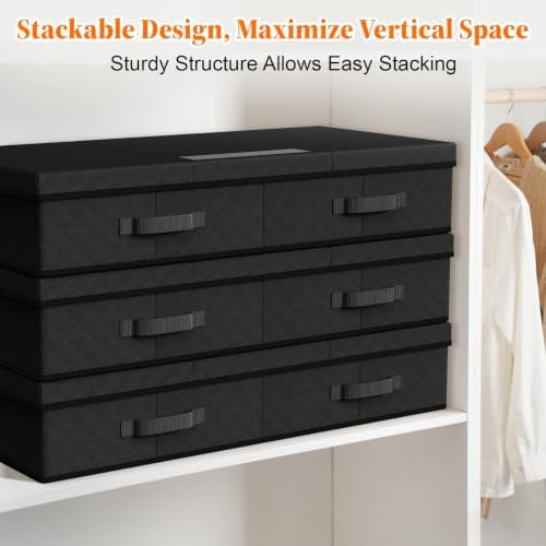 StoreHappily Under Bed Storage Containers with Lids, 3 Pack Foldable Black - Image 6