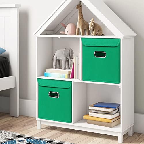 Closet Organizers Fabric Storage Bins With Lids Collapsible Cube Storage Organizer Basket With Handles,Storage Boxes for Clothes Storage,Office,Laundry,Shelves,6 Pack,（Green） - Image 5