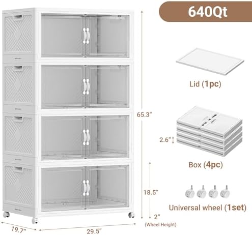 BROVIEW 640QT Large Stackable Storage Bins with Clear Doors, V20 4Pack - Image 2
