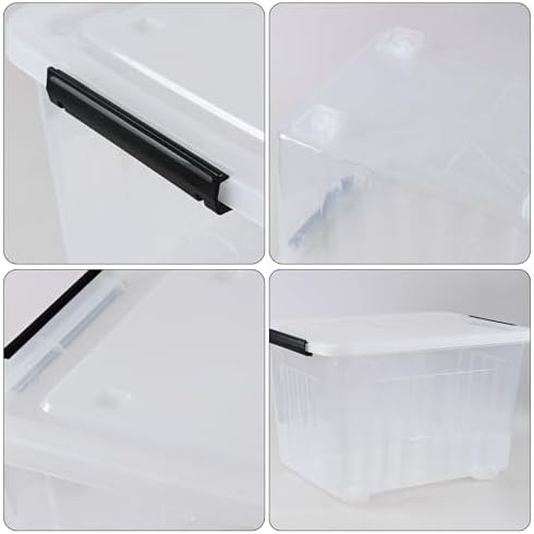 50 Quarts Plastic Storage Boxes, Large Clear Bins with Lids and Wheels Set of 4 - Image 3