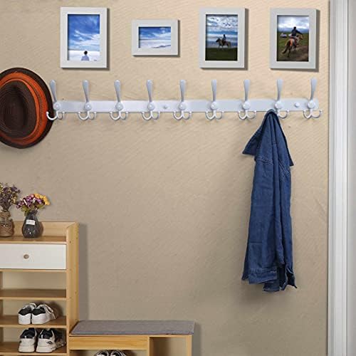 Dseap Coat Rack Wall Mount - 38” Long 10-Tri-Hooks Heavy Duty Coat Hanger Rail Wall Hooks for Hanging Coats Hats Clothing Clothes Purse Mudroom Entryway, White - Image 6