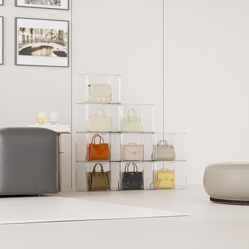 5 Pack Purse Organizer for Closet Acrylic Display Cases Clear Storage Boxes - Image 4