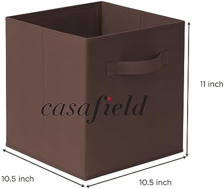 Casafield Set of 12 Collapsible Fabric Cube Storage Bins, Brown - 11" Foldable Cloth Baskets for Shelves, Cubby Organizers & More - Image 7