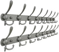 Dseap Coat Rack Wall Mount - 29.5” Long 8-Tri-Hooks Heavy Duty Coat Hanger Rail Wall Hooks for Hanging Coats Hats Clothing Clothes Purse Mudroom Entryway, Gray, Pack of 2 by Dseap