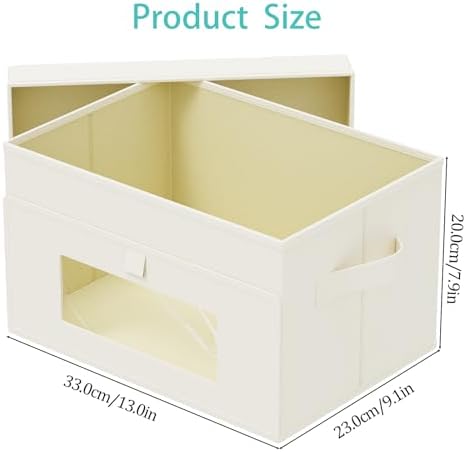 Fabric Storage Bins with Lids, 2 Pack, Beige, 15x9.8x9.8 In - Image 3