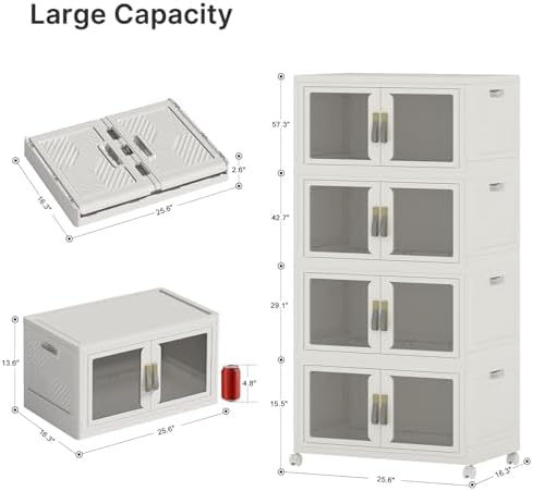 736QT Stackable Storage Bins with Lids, 184Gal Foldable Storage Cabinets - Image 2