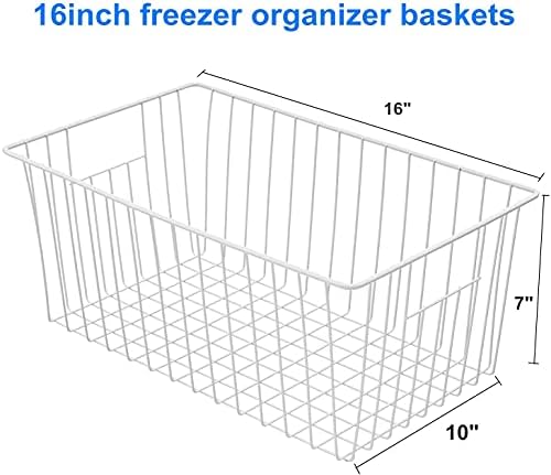 Large Wire Storage Baskets Freezer Organizer Baskets, Farmhouse Metal Wire Baskets Bins, Household Storage Basket with Handles for Kitchen, Cabinets, Pantry, 4 Packs (16" (L) x 9.8 (W) x 7" (H)) - Image 7