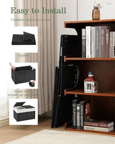 SETVSON Storage Basket with Lid PE Rattan Storage Basket 105L, Black - Image 6