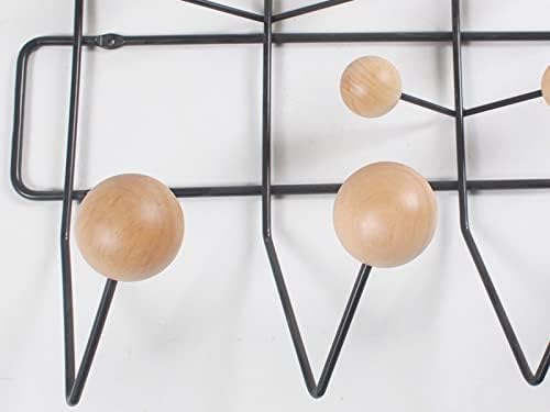 SHISEDECO Classic Mid Century Hang it All Coat Rack Modern Wall Mounted Hooks with Painted Solid Wooden Balls(Multi Colors Available) (Black Frame Natural) - Image 5