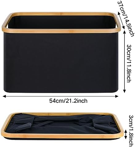 efluky Storage Baskets for Organizing, Fabric Storage Bins with Bamboo Handles, Collapsible Storage Baskets for Shelves and Closet (Black, 21.2'' x 14.5'' x 11.8'') - Image 2