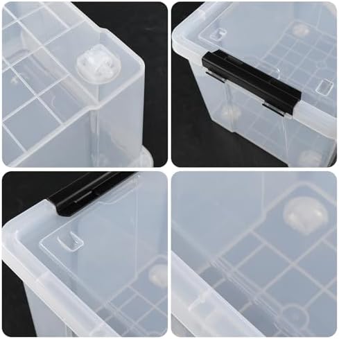 Set of 4 Storage Bins with Wheels, 23 L Clear Latch Boxes with Lids - Image 3
