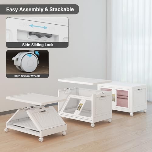 184QT Stackable Storage Bins with Lids, 46Gal Foldable Storage Cabinets - Image 6
