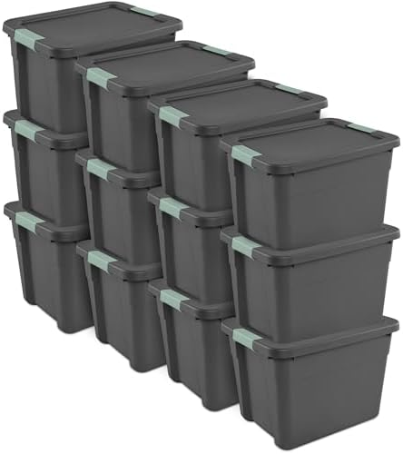 Sterilite Latch Tote Storage w/Lids for Home & Office, 12 Gallon, 12-Pack by Sterilite