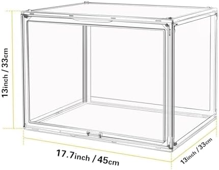 GUDEMAY Large Clear Stackable Plastic Storage Bins with Door, Dustproof Figures Collectibles Display Case, Football & Motorcycle Helmet Showcase, Basketball, Memorabilia Organizer Box (XL, Count, 1) - Image 2