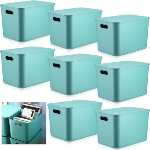 Hoolerry 8 Pieces Storage Bins, 14.2 x 10.2 x 9.5 Inch, Green by Hoolerry