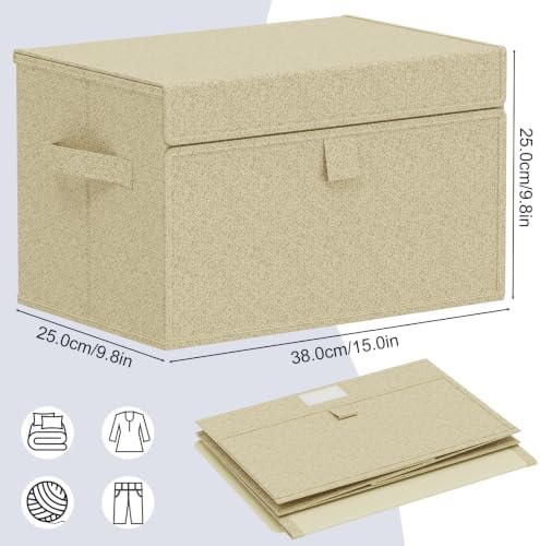 Collapsible Storage Baskets,15x9.8x9.8in,Grey and Beige,4 Pack - Image 4