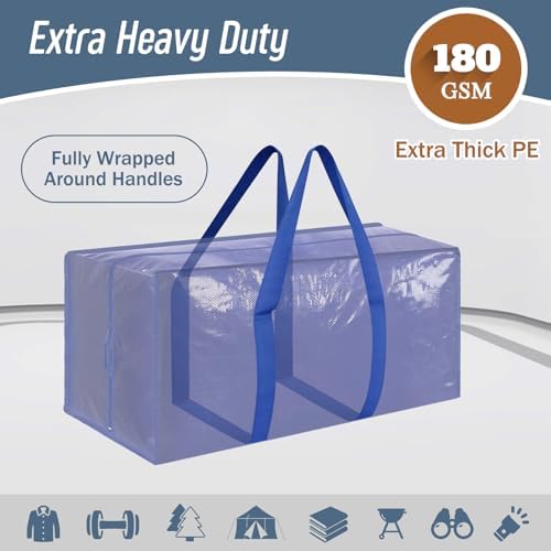 12 Pack Extra Heavy Duty Large Moving Bags with Strong Zipper, Blue - Image 2