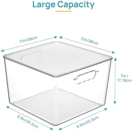 Vtopmart 6 Pack Extra Large Clear Stackable Storage Bins with Lids, 11inch Organizer Bins with Handle for Onions and Potatoes, Plastic Containers for Pantry, Freezer, Kitchen, Closet Organization - Image 2