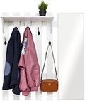 39.4" Coat Rack Wall Mount with Shelf and Mirror, Wall Shelf with 5 Hooks and Storage for Hallway Entryway Modern (White) by Mondeer