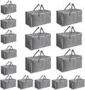 16 Pack-Extra Large Heavy Duty Moving Bags - Waterproof Storage Totes with Handles & Zippers, Foldable for College Dorm, Storage (Gray) by Unknown
